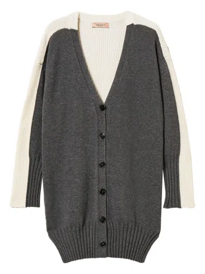 Twinset Colour-block Cardigan In Gray