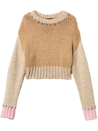 Twinset Colour-block Jumper In Neutrals