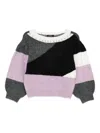 Twinset Twin-set Colour-block Panelled Knit Sweater With Embellished Neckline In Multi