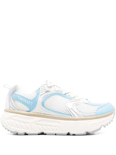 Twinset Colourblock Sneakers In Optic White Airy Blue