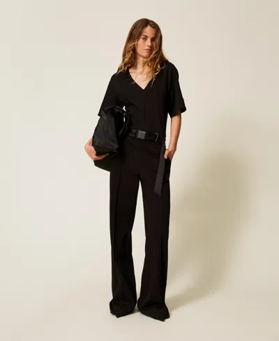 Twinset Combinaison Avec Détails En Satin In Black