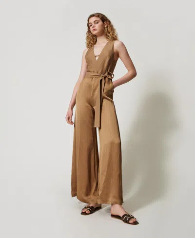 Twinset Combinaison Longue En Envers Satin In Multi