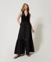 Twinset Combinaison Longue En Popeline Avec Crochet In Black
