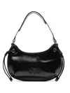 Twinset Compact Black Handbag With Glossy Finish And Decorative Ties In Black