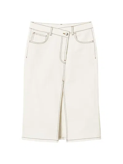 Twinset Contrast-stitch Midi Skirt In White