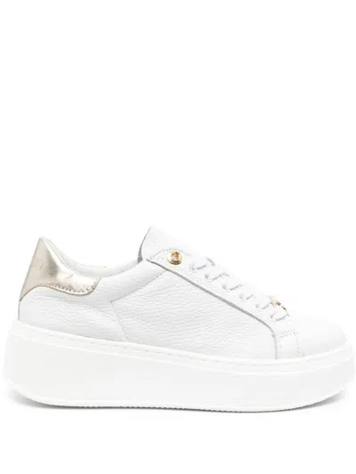 Twinset Contrasting-heel Leather Trainers In White