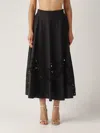 Twinset Lace-insert A-line Skirt In Nero
