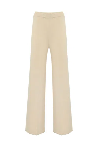 Twinset Cotton Blend Shaved Trousers In Beige