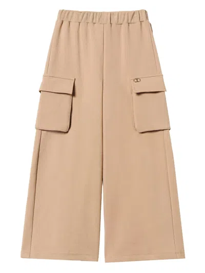 Twinset Kids' Cotton-blend Trousers In Neutrals