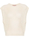 Twinset Sequined Open-knit Top In Neutrals