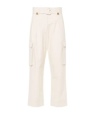 Twinset Cotton Cargo Pants In Light Beige