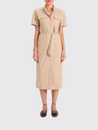 Twinset Cotton Chemisier Midi Dress In Brown