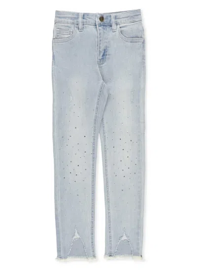 Twinset Kids' Cotton Jeans With Strass In Light Blue