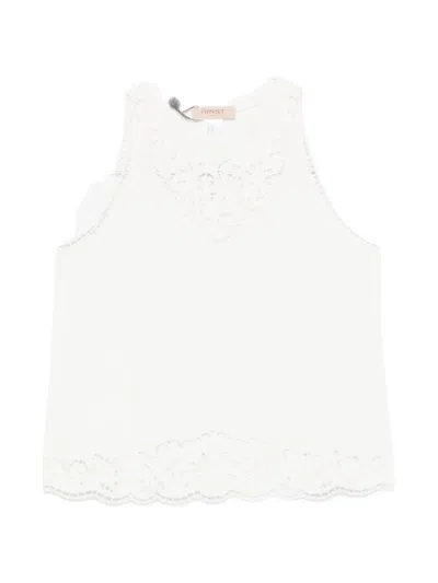 Twinset Cotton Lace Blouse In White