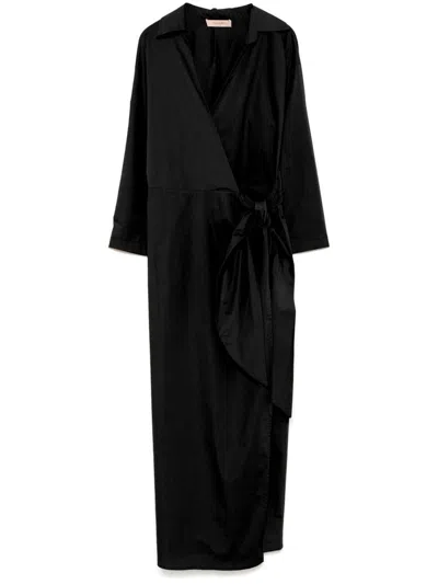 TWINSET TWINSET COTTON MIDI DRESS IN BLACK