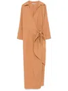Twinset Twin-set Beige Midi Dress With Wrap Design In Brown