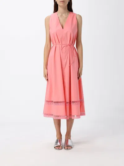 Twinset Cotton Midi Dress In Pink