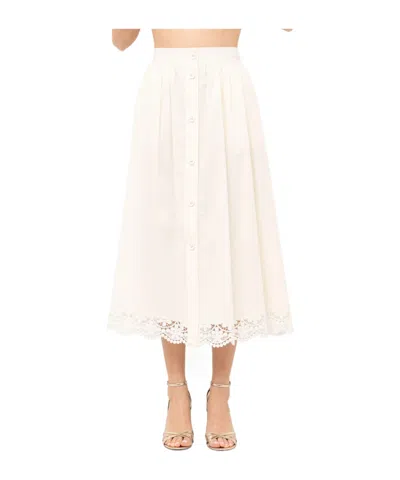 Twinset Cotton Midi Skirt In White