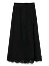 Twinset Cotton Midi Skirt In Black With Buttons Fastening In Black