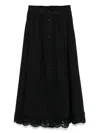 Twinset Cotton Midi Skirt In Black With Buttons Fastening In Black