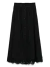 Twinset Cotton Midi Skirt In Black With Buttons Fastening