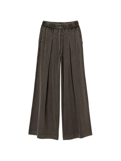 Twinset Cotton Palazzo Trousers In Brown