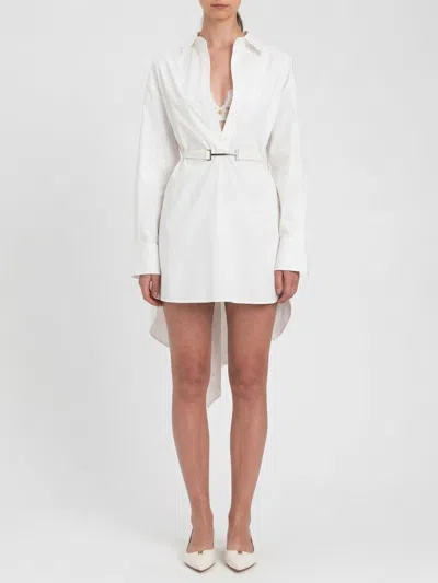 Twinset Cotton Poplin Shirt Dress In White
