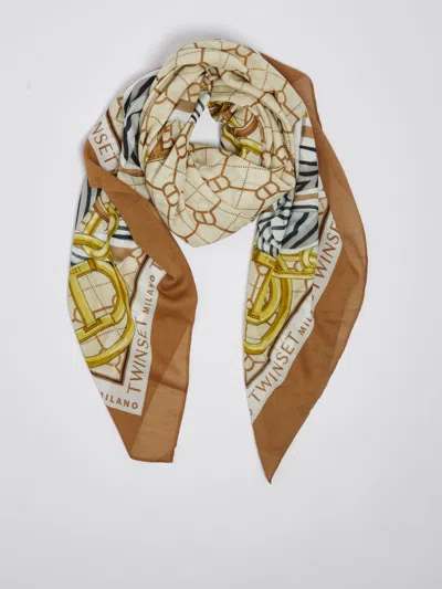 Twinset Cotton Scarf In Cipria
