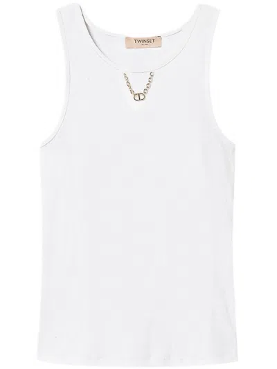 Twinset Cotton T-shirt In White With Logo