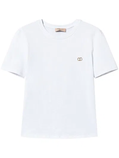 Twinset Cotton T-shirt In White With Logo