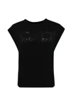 Twinset Cotton T-shirt With Lace Application In Nero