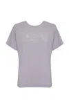 Twinset Cotton T-shirt With Logo Embroidery In Fiori Di Lilla