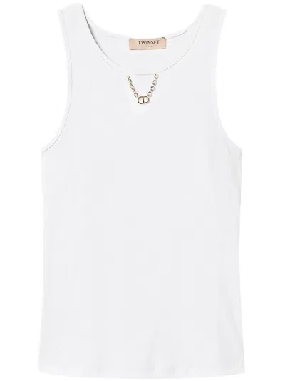 Twinset Cotton Tank Top In White
