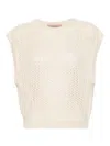Twinset Sequined Open-knit Top In Beige