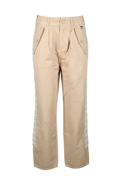Twinset Cotton Trousers - Beige In Neutral