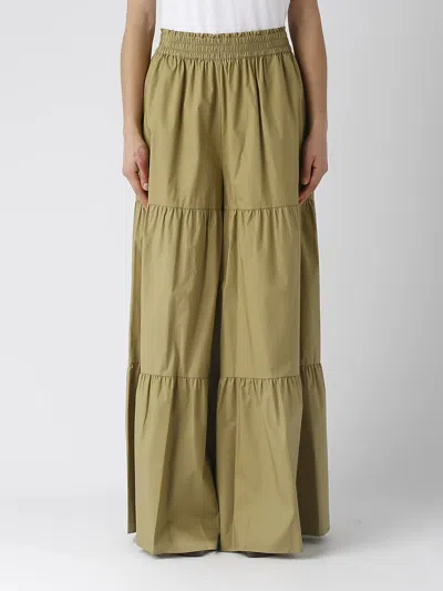 Twinset Cotton Trousers In Militare
