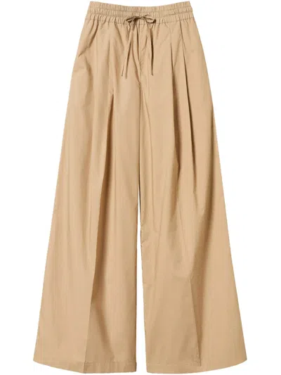 Twinset Cotton Trousers In Brown