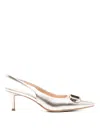 Twinset Metallic Slingback Pumps With Oval D Logo Plaque On The Front In Grey