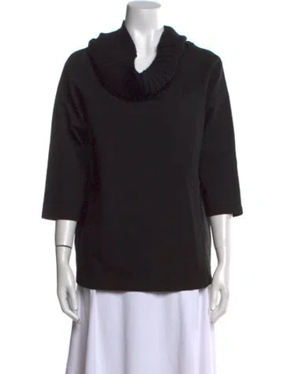 Pre-owned Twinset Cowl Neck Three-quarter Sleeve Top In Black