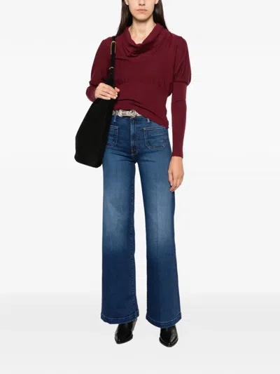 Twinset Cowl-neck Puff-sleeve Sweater In Red