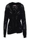 Twinset Knitted Cardigan With Belt In Black