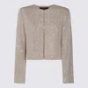 Twinset Beige Sequin Jacket With All-over Fau-pearl Embellishments In Pearls Neve/beige