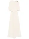 Twinset Twin-set Fully Pleated Light Beige Maxi Dress In White