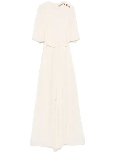 TWINSET CREAM JUMPSUIT WITH DETACHABLE WAIST BELTI