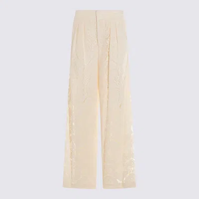 Twinset Cream Viscose Pants In White