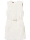 Twinset Fluid Crepe Tunic With Oval-t Belt In White