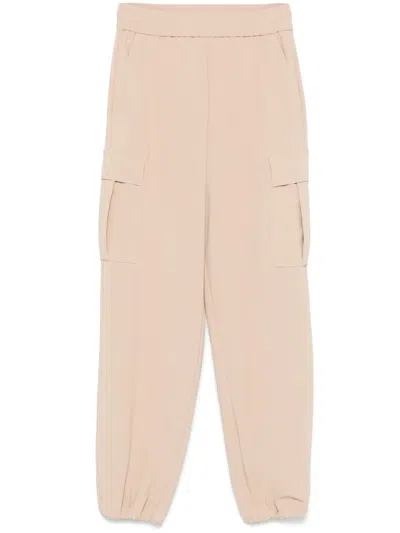 Twinset Crepe Cargo Pants In Brown