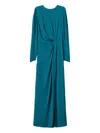 Twinset Long Dress In Crêpe De Chine In Blue
