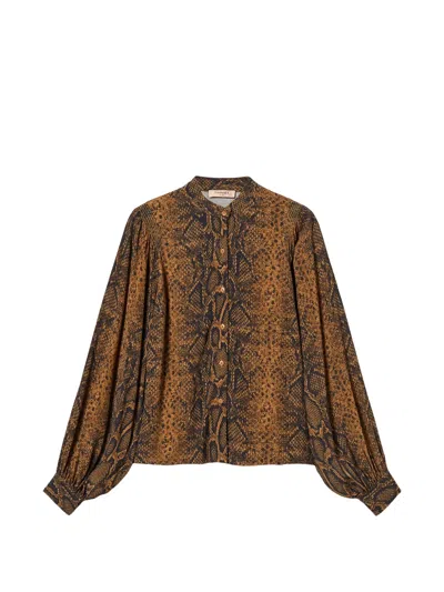 Twinset Crêpe De Chine Python-print Shirt In Multi