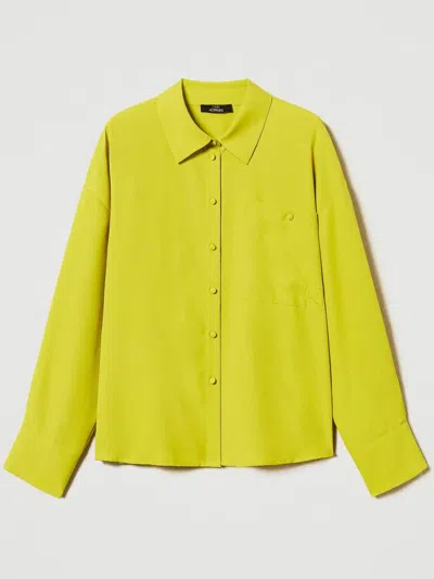 Twinset Crêpe De Chine Shirt In Yellow